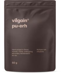 Vilgain Pu-Erh tea -⁠ másodlagosan fermentált sötét tea, kézzel szedett fiatal hajtásokból és levelekből, földes ízű, jellegzetes aromával