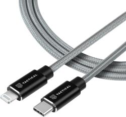Tactical Aramid изключително здрав кабел USB-C/Lightning MFI - 1m - Сив KP31195