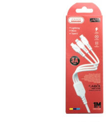 Jokade Ja011 Manda 3in1 Usb Type-c / Lightning / Mico Usb Kábel 3a 1 Méter Fehér