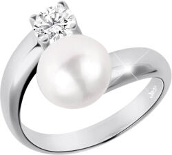 JwL Luxury Pearls Inel de argint cu perlă albă și cristal transparent JL0432