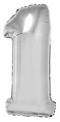 Funny Fashion 1 szám alakú fólia lufi, ezüst, 80 cm (84534)