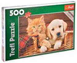 Trefl 500 db-os puzzle - Kutya és cica kosárban (37219) (37219)