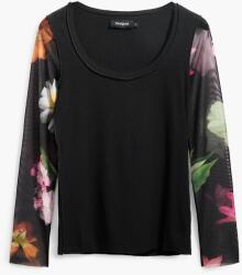 Desigual DESIGUAL, Blúz virágmintás hálós ujjakkal, Zöld, Fekete, Rózsaszín, M (25SWTK93-2000-M)