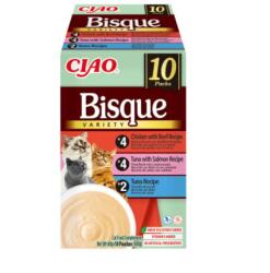 Inaba Foods Ciao Churu Bisque Variety Cu Ton, Pui Si Vita, Ton Si Somon, 10 x 40 g