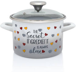 Metalac Oala cu Capac de Sticla Metalac Secret Ingredient Email 1.9L Diametru 16CM Alb (372921)