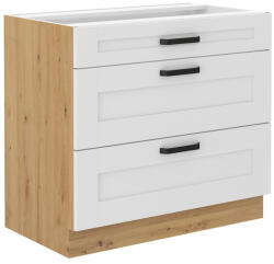 TEMPO KONDELA Alsó szekrény, fehér/artisan tölgy, LULA 80 D 3S BB (362695)