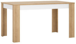 TEMPO KONDELA Étkezőasztal LYOT03, nyitható, tölgy riviera/fehér extra magasfényű, 140-180x85 cm, LEONARDO (194281)