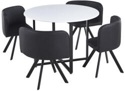 TEMPO KONDELA Étkező szett 1+4, fehér/fekete, BEVAN NEW (354698)