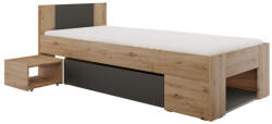TEMPO KONDELA Ágy tárhellyel, 90x200, artisan tölgy/antracit, UNIS (402518)