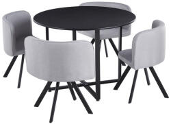 TEMPO KONDELA Étkező szett 1+4, fekete/világosszürke, BEVAN NEW (354588)
