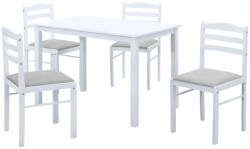 TEMPO KONDELA Étkezőgarnitúra 1+4, fehér/bézsesszürke, SOMIN (399567)