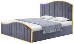 TEMPO KONDELA Ágy ráccsal, 180x200, sötétszürke Velvet szövet/gold arany króm, GEORGIA (402481)