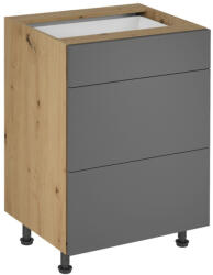 TEMPO KONDELA Alsó szekrény, artisan tölgy/szürke matt, LANGEN D60S3 P (279861)