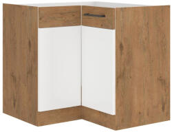TEMPO KONDELA Alsó sarokszekrény, extra magasfényű Hg/lancelot tölgy, VEGA 90X90 DN 1F BB (211748)