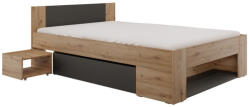 TEMPO KONDELA Ágy tárhellyel, 140x200, artisan tölgy/antracit, UNIS (402520)