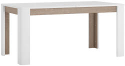 TEMPO KONDELA Széthúzható étkezőasztal, fehér extra magasfényű HG/sonoma tölgy sötét trufla, 160-200x90 cm, LYNATET TYP 75 (374319)