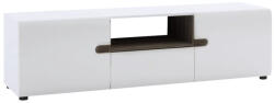 TEMPO KONDELA TV komód, fehér - extra magas fényű HG/trufla sonoma tölgy, LYNATET 50 (22379)