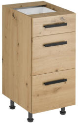 TEMPO KONDELA Alsó szekrény, artisan tölgy, fogantyúkkal, LANGEN D40S3 U (263582)