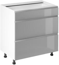 TEMPO KONDELA Alsószekrény, fehér/szürke extra magasfényű HG, AURORA D80S3 (409292)