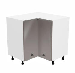 TEMPO KONDELA Alsó sarokszekrény, fehér/szürke extra magasfényű, AURORA D90N (238121)