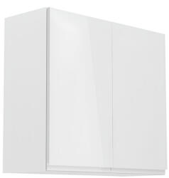 TEMPO KONDELA Felsőszekrény, fehér/fehér extra magasfényű, AURORA G80 (236716)