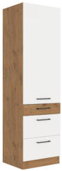 TEMPO KONDELA Felső szekrény, lancelot tölgy / fehér extra magas fényű HG, VEGA 60 DKS-210 3S 1F (211771)