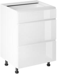 TEMPO KONDELA Alsószekrény, fehér/fehér extra magasfényű HG, AURORA D60S3 (409289)