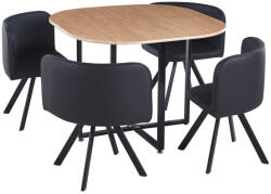 TEMPO KONDELA Étkező szett 1+4, tölgy/fekete, BEVIS NEW (354582)