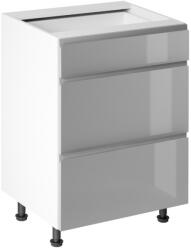 TEMPO KONDELA Alsószekrény, fehér/szürke extra magasfényű HG, AURORA D60S3 (409290)