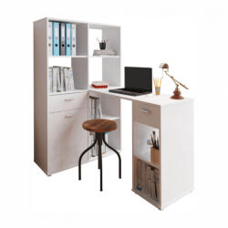 TEMPO KONDELA Sarok PC asztal könyvespolccal, fehér, MINESON (255559)