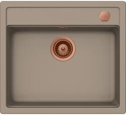 SCHOCK Schock Mono N-100 konyhai mosogatótálca 570 x 510 mm Cristadur Twilight, taupe szürke és szűrőkosár, távműködtető gomb, túlfolyó takaró Réz (SETMN100TWPVCOB)