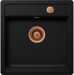 SCHOCK Schock Mono N-100S konyhai mosogatótálca 490 x 510 mm Cristadur Puro, intenzív fekete és szűrőkosár, távműködtető gomb, túlfolyó takaró Réz (SETMN100SPUPVCOB)