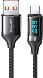 USAMS fonott kábel U78 USB-C 1.2m LED 6A gyors töltés fekete SJ544USB01 (US-SJ544) (304436)