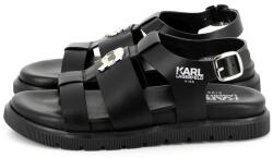 Karl Lagerfeld Kids KARL LAGERFELD KIDS, Logós bőrszandál, Koptatott fekete, 36 EU (Z30372-09B-36)