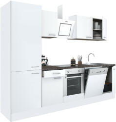 Leziter Yorki 280 konyhablokk fehér korpusz, selyemfényű fehér front alsó sütős elemmel polcos szekrénnyel (L280FHFH-SUT-PSZ)