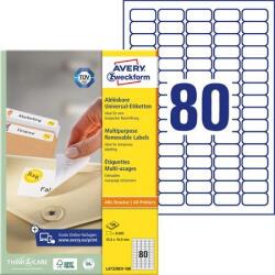 Avery Zweckform Etikett, univerzális, eltávolítható, 35, 6x16, 9 mm, AVERY ZWECKFORM, 8000 etikett/csomag (AYL4732REV100)