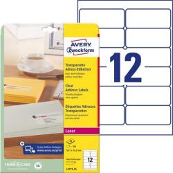 Avery-Zweckform Etikett, 99, 1x42, 3 mm, poliészter, AVERY ZWECKFORM, átlátszó, 300 etikett/csomag (AYL477225) - papirdepo