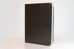  Oklevéltartó, A4, exkluzív, műbőr, 4 fém sarokkal, fekete (ISKE244) - papirdepo