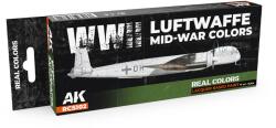 AK Interactive WWII Luftwaffe Mid-War Colors lakk alapú festék készlet 8x 17ml (RCS102)