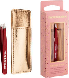 Tweezerman Vintage Rose Mini Slant Tweezer - szemöldökcsipesz tokkal