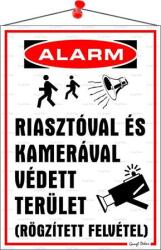  Információs tábla, 35x25 cm, Riasztóval és kamerával védett terület (LUIN037) - papirdepo