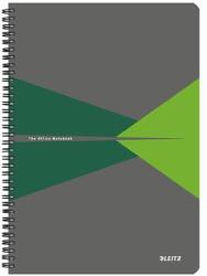 Leitz Spirálfüzet, A4, kockás, 90 lap, laminált karton borító, LEITZ Office , szürke-zöld (E46470055)