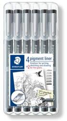 STAEDTLER Tusfilc készlet, STAEDTLER Pigment Liner 308 , fekete, 4+2 darab (TS308SB6P)