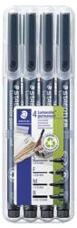 STAEDTLER Alkoholos marker készlet, OHP, STAEDTLER Lumocolor® 31 , 4 különböző vonalvastagság, fekete (TS319WP4GS)