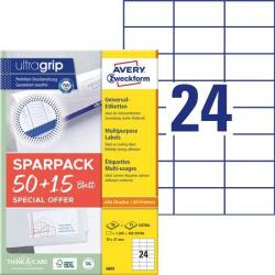 Avery-Zweckform Etikett, univerzális, 70x37 mm, AVERY ZWECKFORM, Sparpack , 1560 etikett/csomag (AY6605)