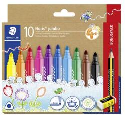 STAEDTLER Filctoll készlet, grafitceruzával, radírral, 3 mm, háromszögletű, STAEDTLER Noris® jumbo 328 , 10+1 szín (TS328BC10P)