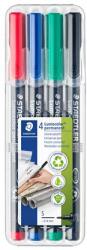 STAEDTLER Alkoholos marker készlet, OHP, 0, 4 mm, STAEDTLER Lumocolor® 313 S , 4 különböző szín (TS313WP4)
