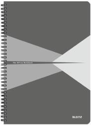 Leitz Spirálfüzet, A4, kockás, 90 lap, laminált karton borító, LEITZ Office , szürke (E46470085)