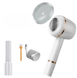 Flippy textilborotva, szösz-, haj- és portisztító, különböző típusú anyagokhoz, rozsdamentes acél pengével, USB Type-C töltéssel, tisztítókefével, USB-kábellel és ragasztórúddal, 220 x 86 mm, fehér (125530)