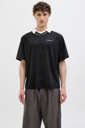 JACK & JONES Jack & Jones, Bő fazonú galléros póló raglánujjakkal, Fekete, L (12276758-BLACK-L)